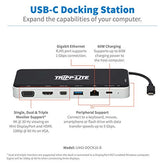 TRIPP LITE USB Dock, Triple Display - 4K HDMI & mDP, VGA, USB 3.2 Gen 1, USB-A/C Hub, GbE, 60W PD Charging